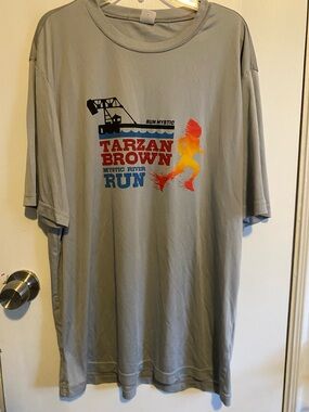 Sport-Tek Gray Tarzan Brown Mystic River Run Graphic Tee